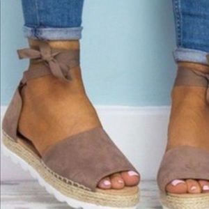 New Platform Peep Toe Lace Up Summer Sandals